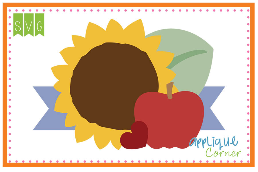 Sunflower Apple Heart Cuttable SVG Clipart