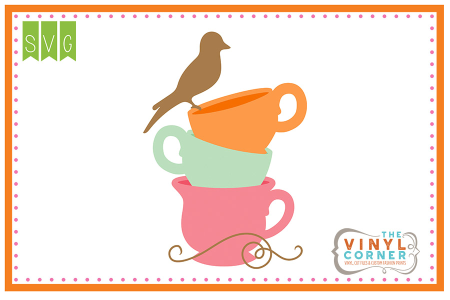 Tea Cup Stack Cuttable SVG Clipart Design