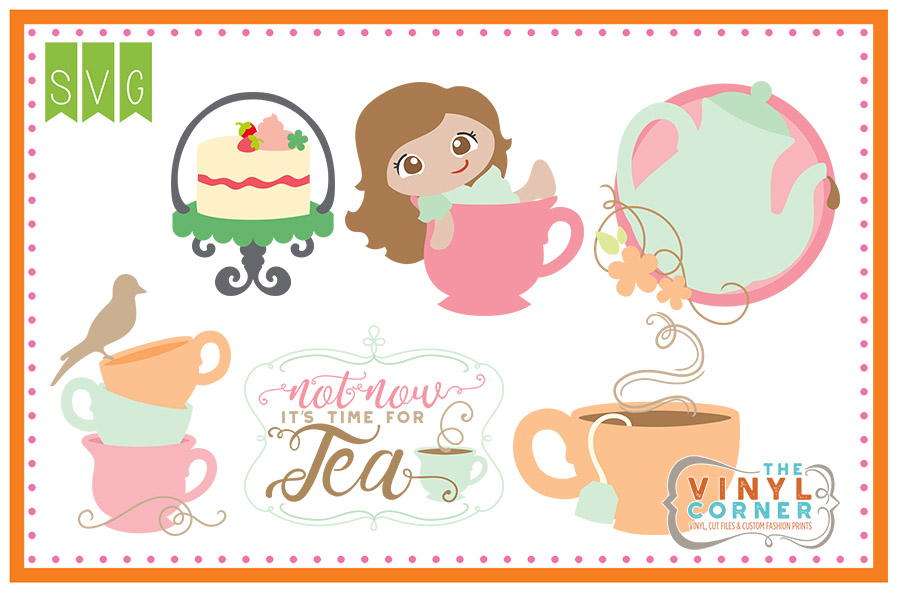 Tea Time Cuttable SVG Clipart Design Set