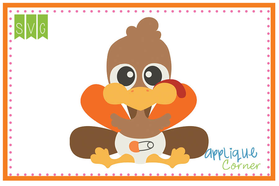 Turkey Baby in Diaper Cuttable SVG Clipart
