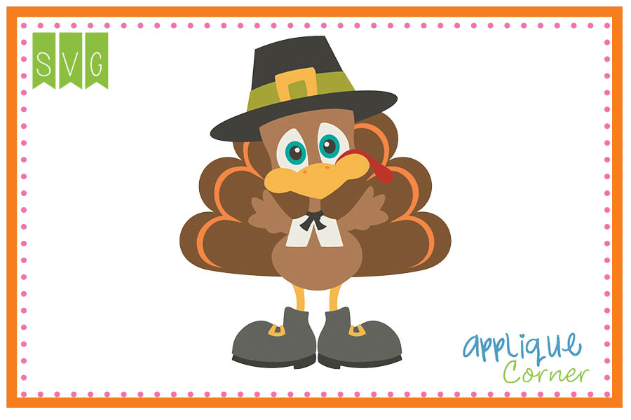 Turkey Pilgrim in Hat Cuttable SVG Clipart