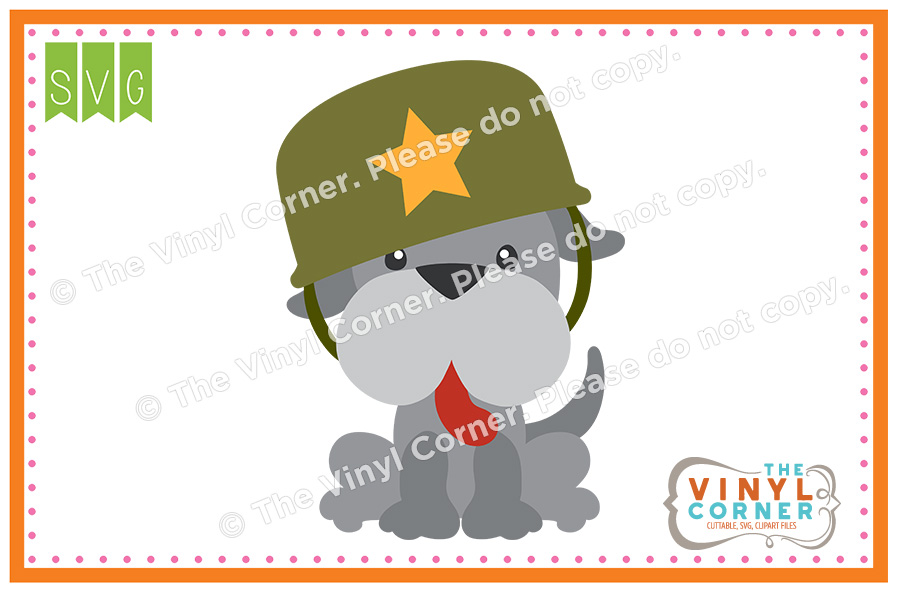 Army Dog Puppy Cuttable SVG Clipart Design
