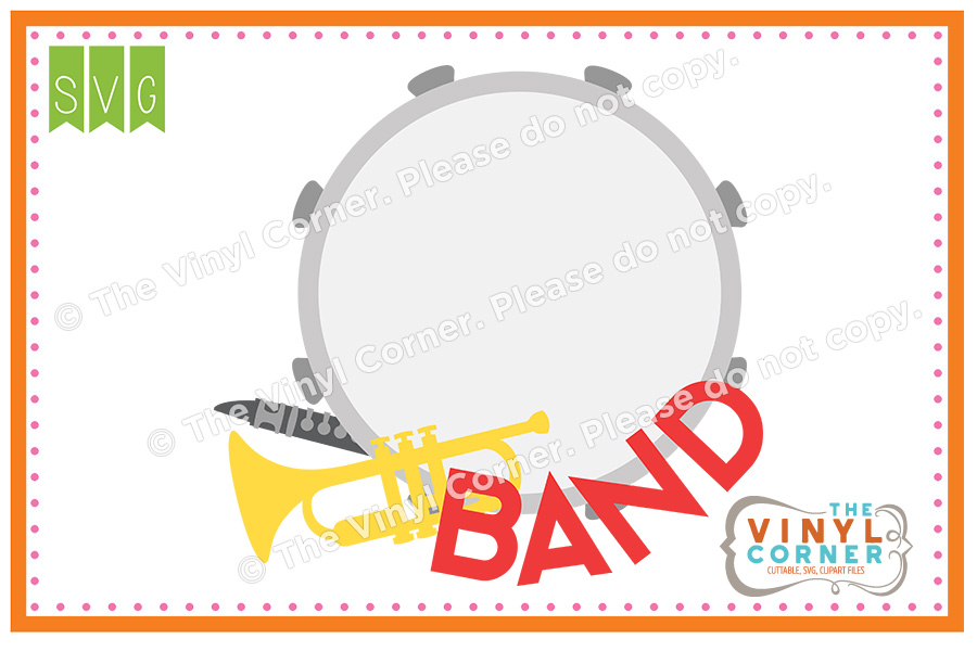 Band Monogram Drum Cuttable SVG Clipart Design