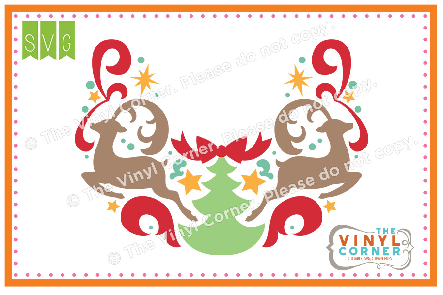 Tree Bow Deer Cuttable SVG Clipart Design