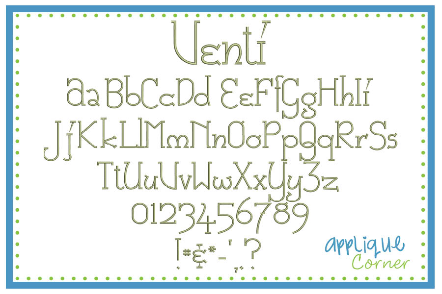 Venti Embroidery Font
