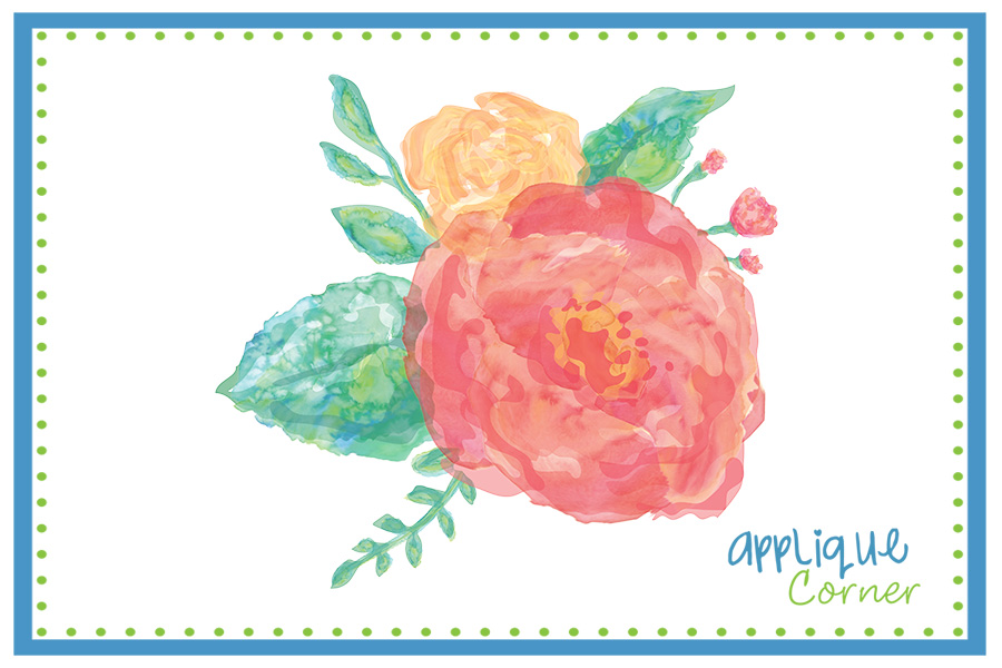 Pink Flower with Leaves - Watercolor Design